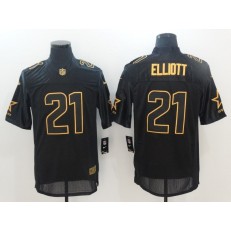 Dallas Cowboys #21 Ezekiel Elliott Black Men Nike NFL Elite Pro Line Gold Jersey
