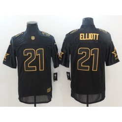 Dallas Cowboys #21 Ezekiel Elliott Black Men Nike NFL Elite Pro Line Gold Jersey