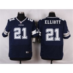 Dallas Cowboys #21 Ezekiel Elliott Elite Navy Blue Team Color Men Nike NFL Jersey
