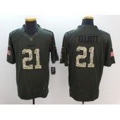 Dallas Cowboys #21 Ezekiel Elliott Green Salute To Service Limited Men Nike NFL Jersey