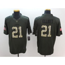 Dallas Cowboys #21 Ezekiel Elliott Green Salute To Service Limited Men Nike NFL Jersey