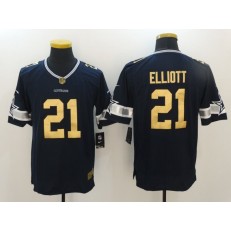 Dallas Cowboys #21 Ezekiel Elliott Navy Gold Vapor Untouchable Limited Men Nike NFL Jersey