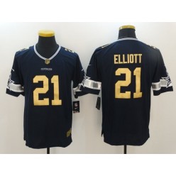 Dallas Cowboys #21 Ezekiel Elliott Navy Gold Vapor Untouchable Limited Men Nike NFL Jersey