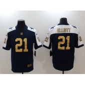 Dallas Cowboys #21 Ezekiel Elliott Navy Throwback Gold Vapor Untouchable Limited Men Nike NFL Jersey