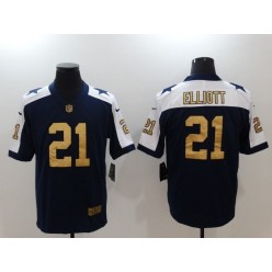 Dallas Cowboys #21 Ezekiel Elliott Navy Throwback Gold Vapor Untouchable Limited Men Nike NFL Jersey