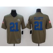 Dallas Cowboys #21 Ezekiel Elliott Olive 2017 Salute To Service Limited Men Nike NFL Jersey