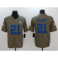 Dallas Cowboys #21 Ezekiel Elliott Olive 2017 Salute To Service Limited Men Nike NFL Jersey