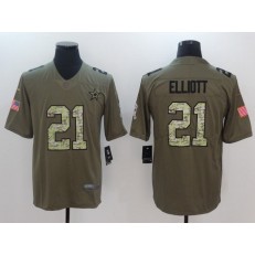 Dallas Cowboys #21 Ezekiel Elliott Olive Camo Salute To Service Limited Men Nike NFL Jersey