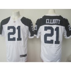 Dallas Cowboys #21 Ezekiel Elliott Thanksgiving White Elite Men Nike NFL Jersey