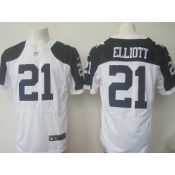 Dallas Cowboys #21 Ezekiel Elliott Thanksgiving White Elite Men Nike NFL Jersey