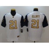 Dallas Cowboys #21 Ezekiel Elliott White Color Rush Gold Limited Men Nike NFL Jersey