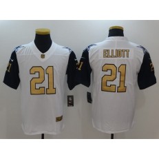 Dallas Cowboys #21 Ezekiel Elliott White Color Rush Gold Limited Men Nike NFL Jersey