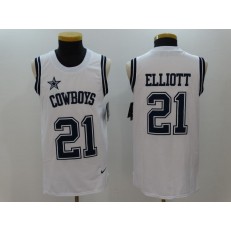 Dallas Cowboys #21 Ezekiel Elliott White Color Rush Name and Number Tank Top Men Nike NFL Jersey