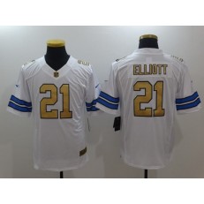Dallas Cowboys #21 Ezekiel Elliott White Gold Limited Men Nike NFL Jersey