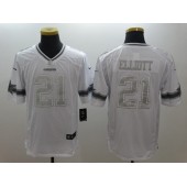 Dallas Cowboys #21 Ezekiel Elliott White Platinum Men Football Nike NFL Jersey