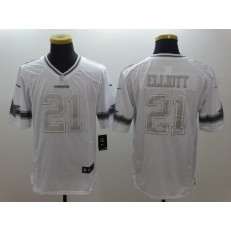 Dallas Cowboys #21 Ezekiel Elliott White Platinum Men Football Nike NFL Jersey