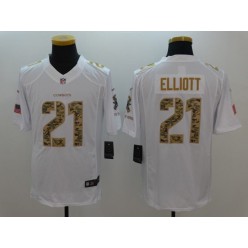 Dallas Cowboys #21 Ezekiel Elliott White Salute to Service Limited Men Nike NFL Jersey