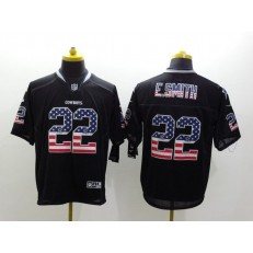 Dallas Cowboys #22 Emmitt Smith Black Men Stitched Nike NFL Elite USA Flag Fashion Jersey