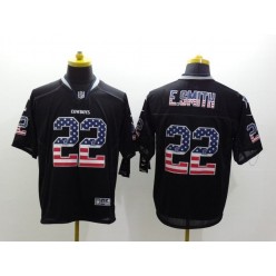 Dallas Cowboys #22 Emmitt Smith Black Men Stitched Nike NFL Elite USA Flag Fashion Jersey
