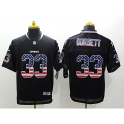Dallas Cowboys #33 Tony Dorsett Black Men Stitched Nike NFL Elite USA Flag Fashion Jersey