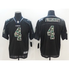 Dallas Cowboys #4 Dak Prescott Black Lights Out Camo Number Elite Men Nike NFL Jersey