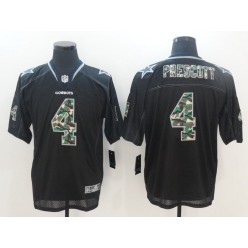 Dallas Cowboys #4 Dak Prescott Black Lights Out Camo Number Elite Men Nike NFL Jersey