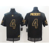 Dallas Cowboys #4 Dak Prescott Black Men Nike NFL Elite Pro Line Gold Jersey