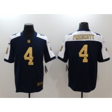 Dallas Cowboys #4 Dak Prescott Navy Throwback Gold Vapor Untouchable Limited Men Nike NFL Jersey