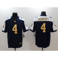 Dallas Cowboys #4 Dak Prescott Navy Throwback Gold Vapor Untouchable Limited Men Nike NFL Jersey