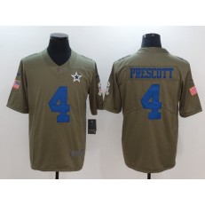 Dallas Cowboys #4 Dak Prescott Olive 2017 Salute To Service Limited Men Nike NFL Jersey