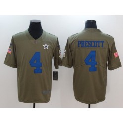 Dallas Cowboys #4 Dak Prescott Olive 2017 Salute To Service Limited Men Nike NFL Jersey