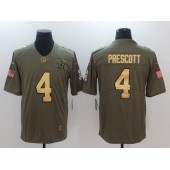 Dallas Cowboys #4 Dak Prescott Olive Gold Salute To Service Limited Men Nike NFL Jersey