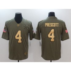 Dallas Cowboys #4 Dak Prescott Olive Gold Salute To Service Limited Men Nike NFL Jersey