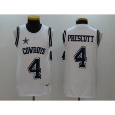 Dallas Cowboys #4 Dak Prescott White Color Rush Name and Number Tank Top Men Nike NFL Jersey