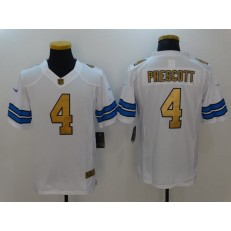Dallas Cowboys #4 Dak Prescott White Gold Limited Men Nike NFL Jersey
