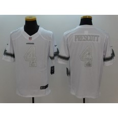 Dallas Cowboys #4 Dak Prescott White Platinum Men Football Nike NFL Jersey