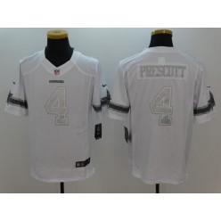 Dallas Cowboys #4 Dak Prescott White Platinum Men Football Nike NFL Jersey