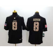 Dallas Cowboys #8 Troy Aikman Black Men Stitched Nike NFL Limited Salute to Service Jersey