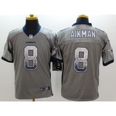 Dallas Cowboys #8 Troy Aikman Grey Drift Fashion Men Football Nike NFL Jersey