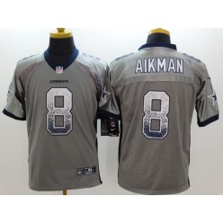Dallas Cowboys #8 Troy Aikman Grey Drift Fashion Men Football Nike NFL Jersey
