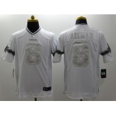 Dallas Cowboys #8 Troy Aikman White Platinum Men Football Nike NFL Jersey