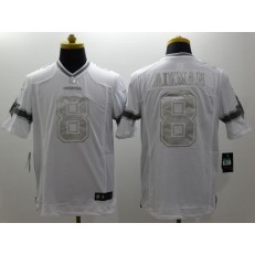 Dallas Cowboys #8 Troy Aikman White Platinum Men Football Nike NFL Jersey