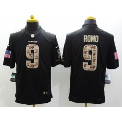 Dallas Cowboys #9 Tony Romo Black Men Stitched Nike NFL Limited Salute to Service Jersey