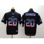 Detroit Lions #20 Barry Sanders Black Men Stitched Nike NFL Elite USA Flag Fashion Jersey