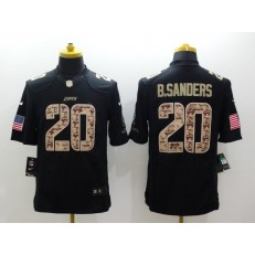 Detroit Lions #20 Barry Sanders Black Men Stitched Nike NFL Limited Salute to Service Jersey