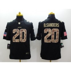 Detroit Lions #20 Barry Sanders Black Men Stitched Nike NFL Limited Salute to Service Jersey