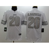 Detroit Lions #20 Barry Sanders White Platinum Men Football Nike NFL Jersey