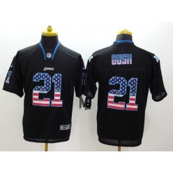 Detroit Lions #21 Ameer Abdullah Black Men Stitched Nike NFL Elite USA Flag Fashion Jersey