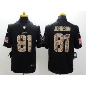 Detroit Lions #81 Calvin Johnson Black Men Stitched Nike NFL Limited Salute to Service Jersey