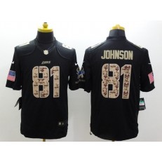 Detroit Lions #81 Calvin Johnson Black Men Stitched Nike NFL Limited Salute to Service Jersey